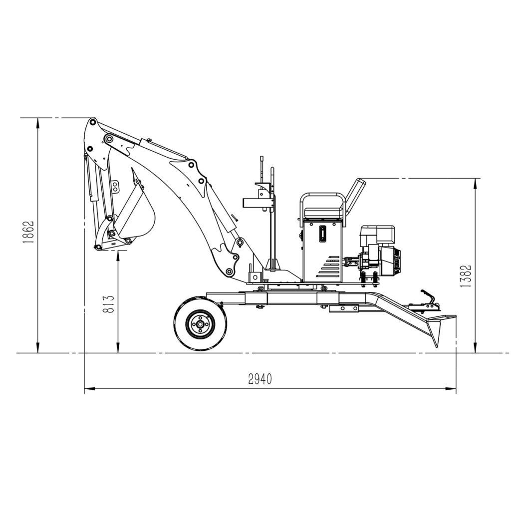 Teckning ATV grävaggregat 360